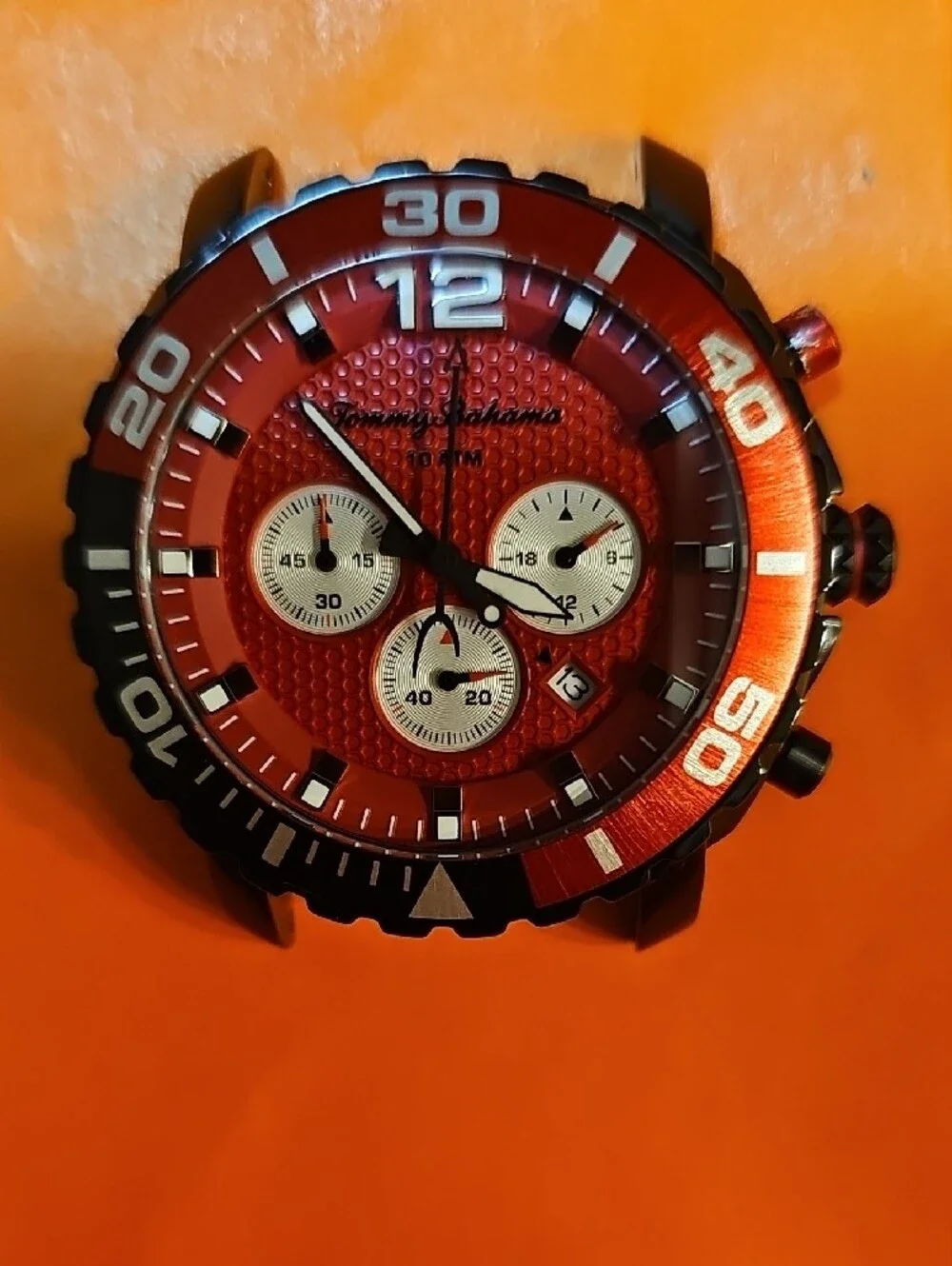 Tommy Bahama Black and Red Men's Quartz Chronograph Atlantis Sports Watch.